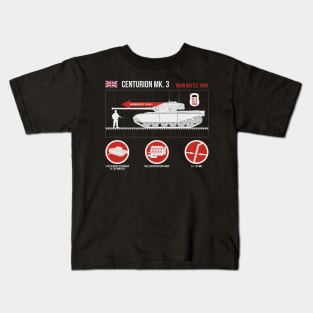 Infographic of Centurion MK.3 british tank on the dark Kids T-Shirt